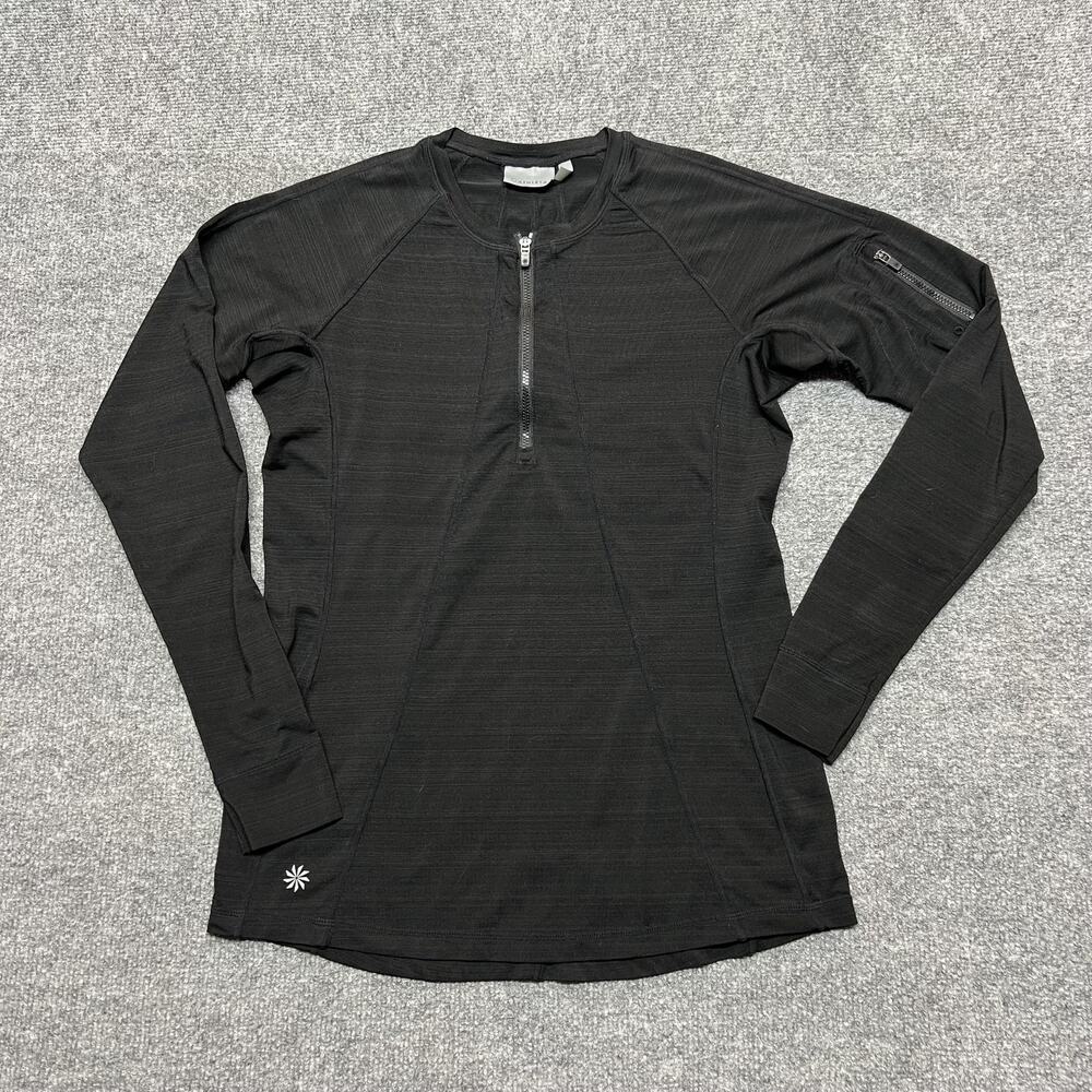 Athleta Pullover Womens Medium Black 1/4 Zip Long Sleeve Running Top Athletic